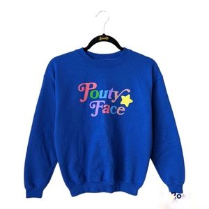 Addison Rae Pouty Face Blue Sweatshirt Girls Large
